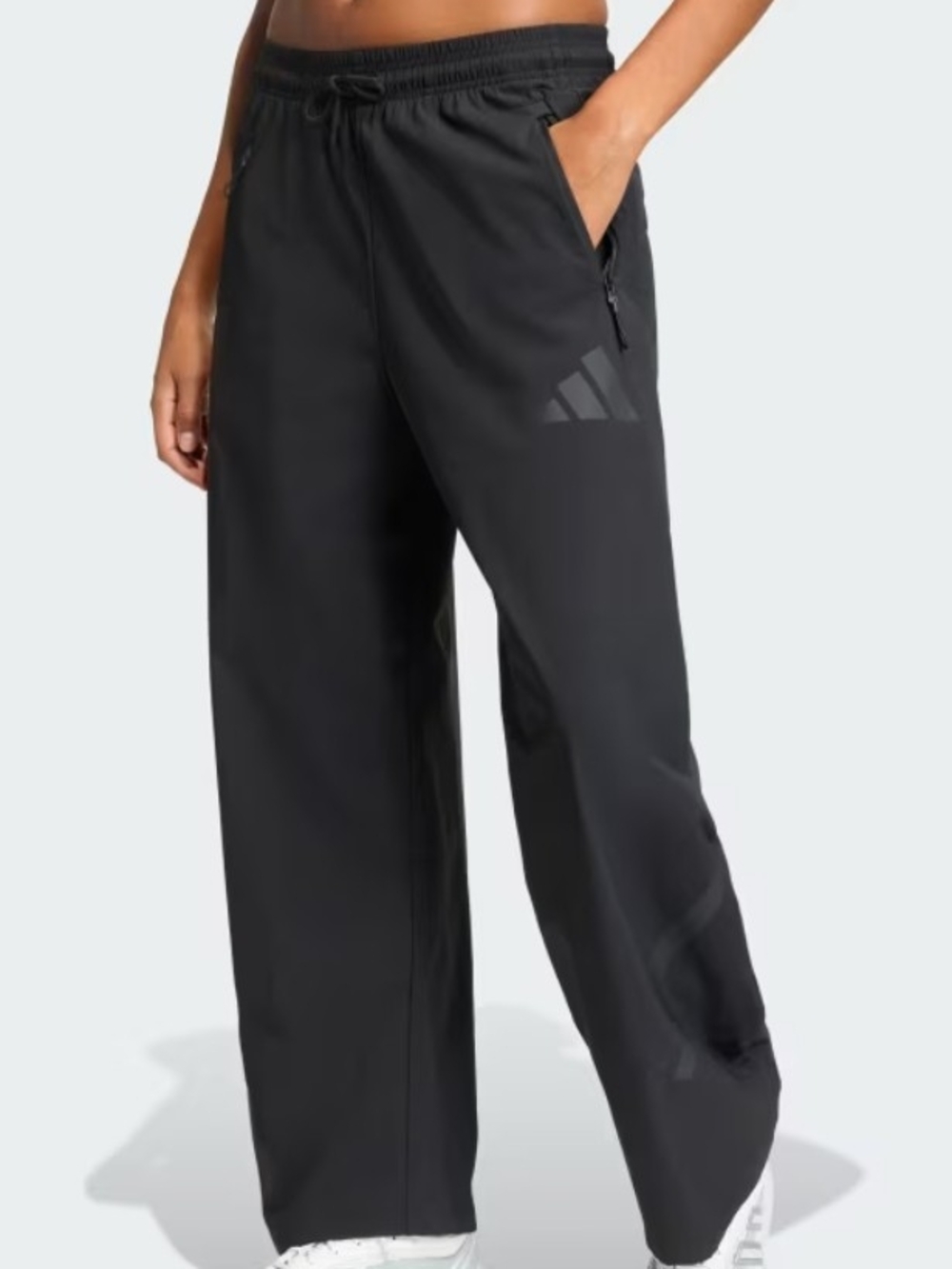 adidas Black Wide-Leg Athletic Pants Sz L